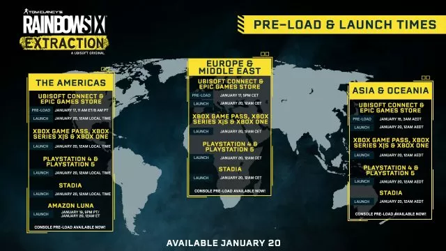 rainbow six extraction release date time