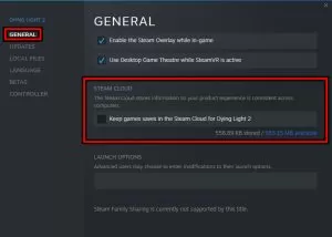 uncheck the Keep games saves in the Steam Cloud for Dying Light 2 option