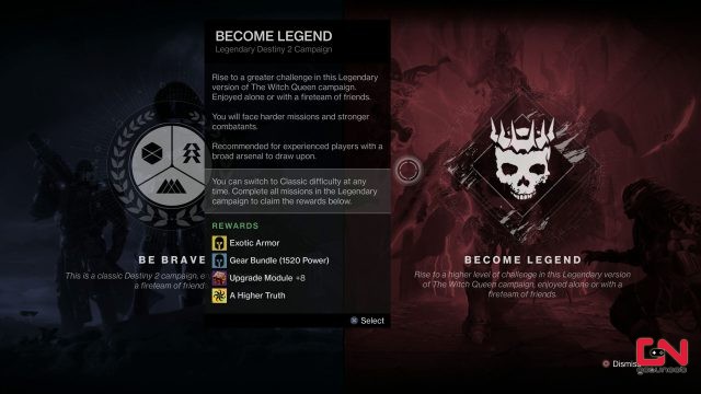 How to change Destiny 2 The Witch Queen campaign difficulty