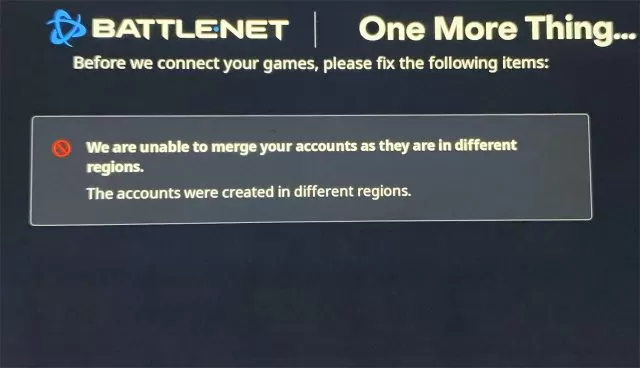 fix battlenet account merge error due to different regions diablo immortal