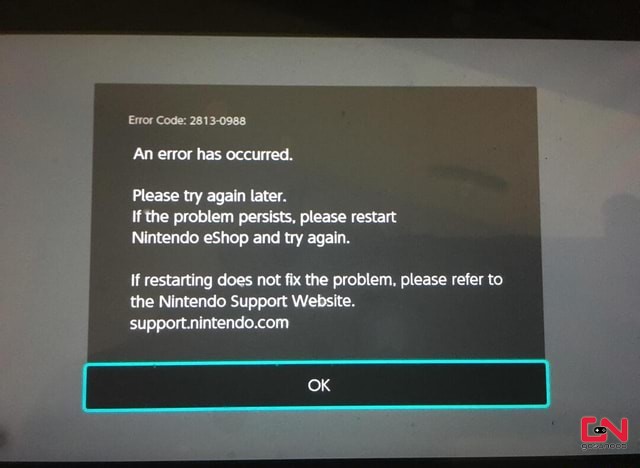Nintendo Switch Error Code 2813-0988