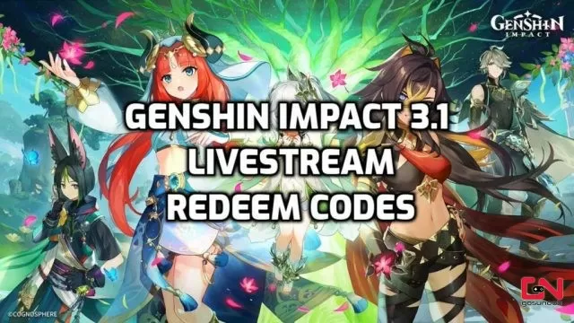 Genshin Impact 3.1 Codes , Redeem Free 300 Primogems & More