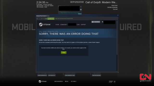 Modern Warfare 2 Steam Verify Phone Number Issue Fix