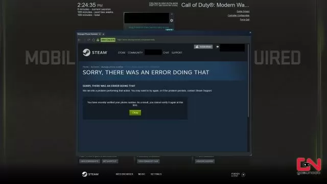 Modern Warfare 2 Steam Verify Phone Number Issue Fix