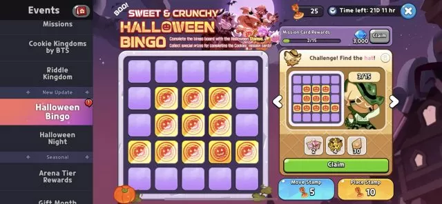 Cookie Run Kingdom Halloween Bingo Find the Hat