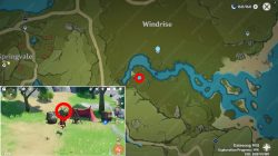 where to find genshin impact red adventurers tent near windrise fecund hamper