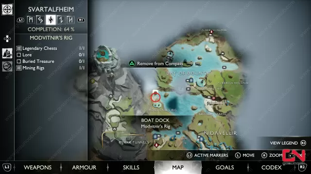 GoW Ragnarok Modvitnir's Rig buried treasure location