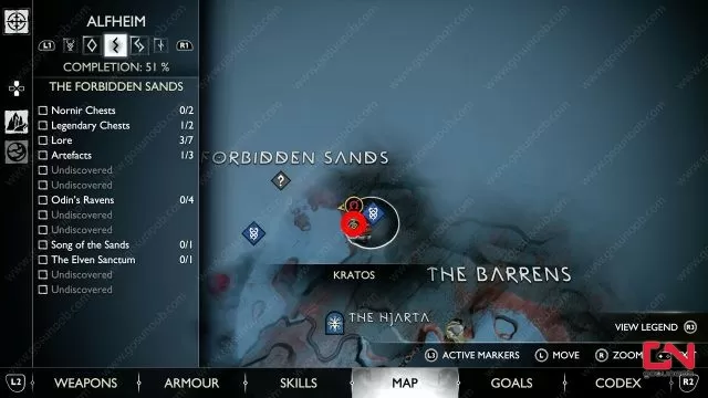 god of war ragnarok forgotten tower treasure map location