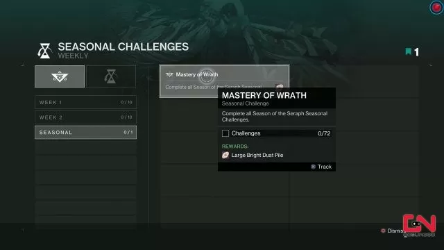 Unclaimed Challenges Season of Seraph Destiny 2