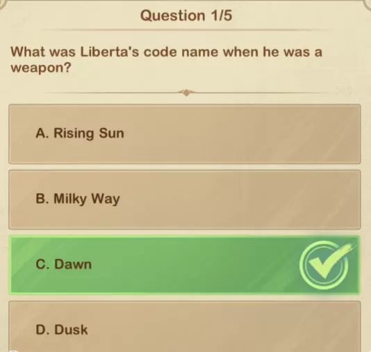 AFK arena pop quiz Liberta Name