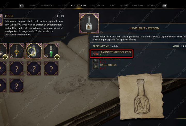 Leaping Toadstool Caps for Invisibility Potion Hogwarts Legacy