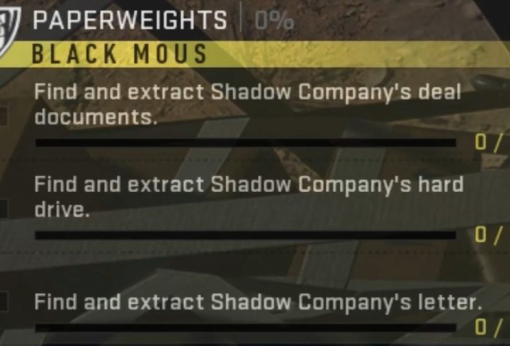 DMZ Paperweights, Shadow Company Documents, Hard Drive & Letter