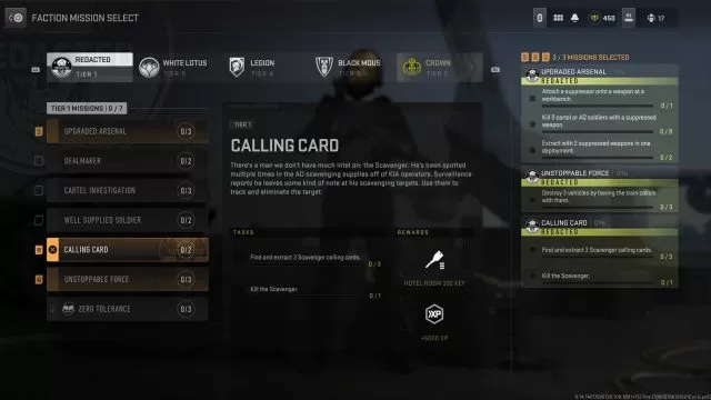 DMZ Scavenger Calling Card Mission