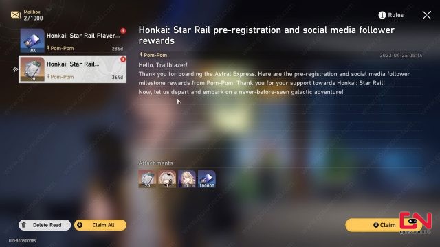 how to claim honkai star rail web event rewards and pre-registration rewards