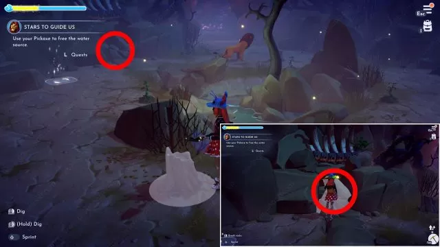 how to free water source with pickaxe in disney dreamlight valley stars to guide us