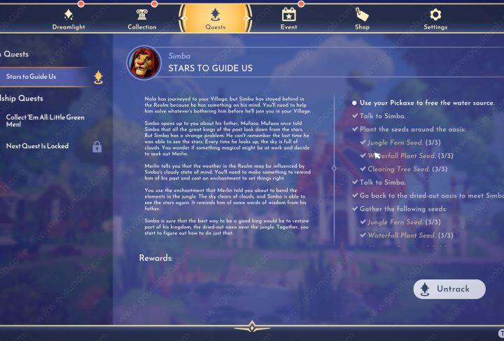 use pickaxe to free water source stars to guide us disney dreamlight valley
