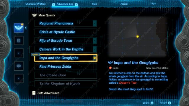 Dragon's Tear Location in Zelda Tears of the Kingdom Impa and the Geoglyphs