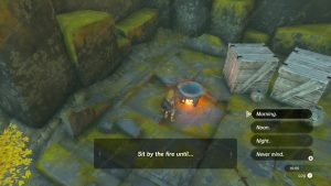 Make a fire and sit by it to change the time in Zelda TotK