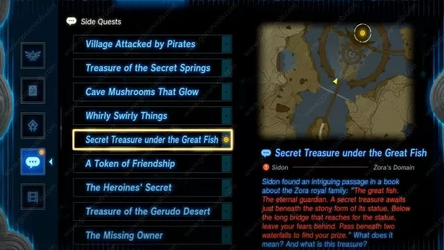 Secret Treasure Under Great Fish Location Zelda ToTK