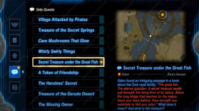 ToTK Secret Treasure Under Great Fish Location