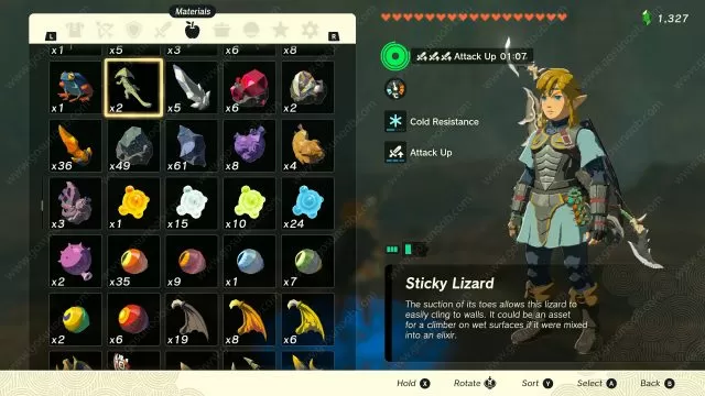 Zelda TOTK Sticky Lizard, Sticky Frog Locations