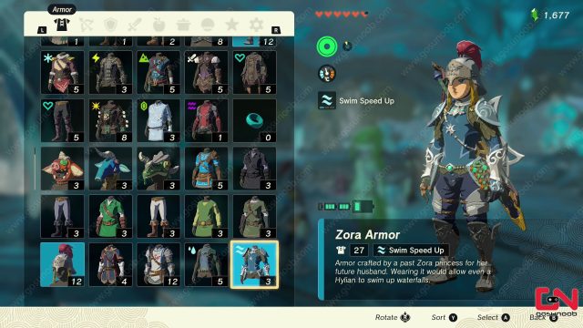 Zelda TOTK Zora Armor Upgrade Cost and Materials