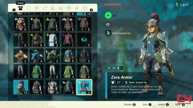 Zelda TOTK Zora Armor Upgrade Cost and Materials