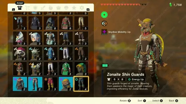 Zonaite Armor Set Zelda Tears of the Kingdom