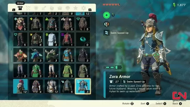 Zora Armor Set Zelda Tears of the Kingdom Swim Up Waterfalls