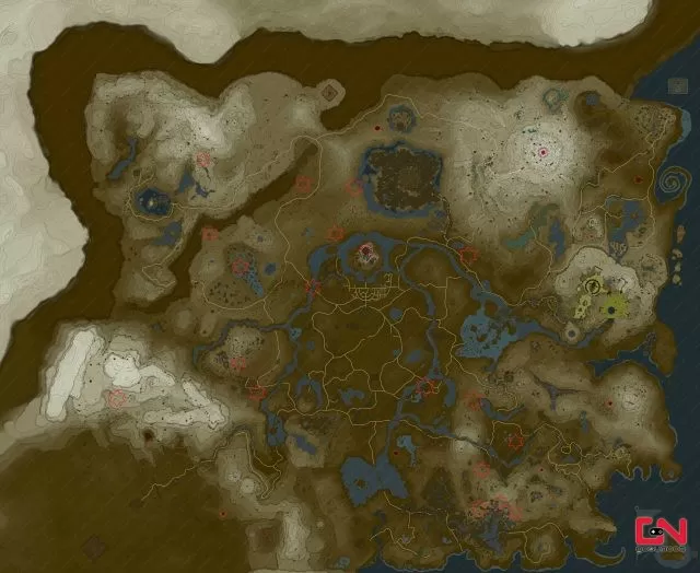 Zelda TOTK Red Normal Hinox Locations Map