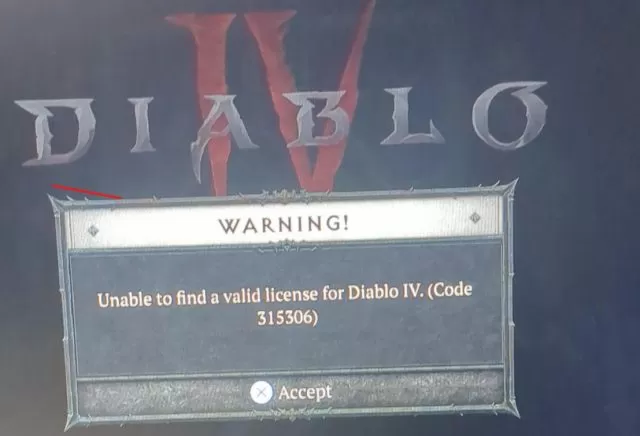 Diablo 4 Unable To Find Valid License, Error Code 315306