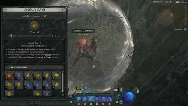 You can upgrade Glyphs in Diablo 4 at the Awakened Glyphstone in Nightmare Dungeons