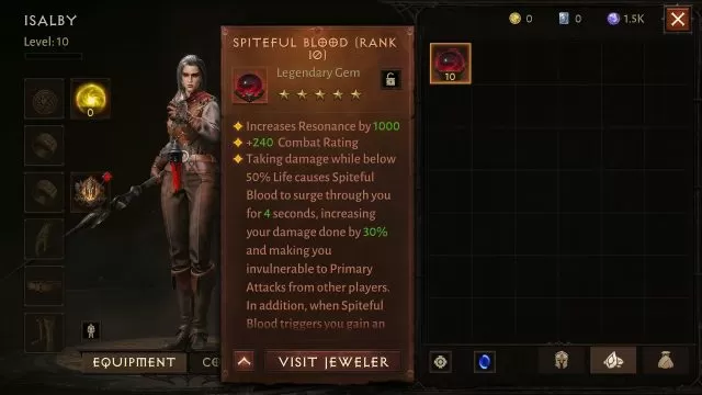 Spiteful Blood Legendary Gem in Diablo Immortal