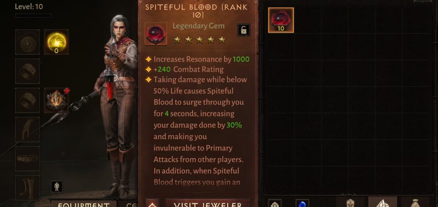 Spiteful Blood Legendary Gem in Diablo Immortal