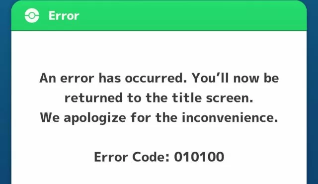 pokemon sleep error code 010100 fix