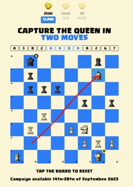 Capture the Queen in 2 Moves Clash Royale
