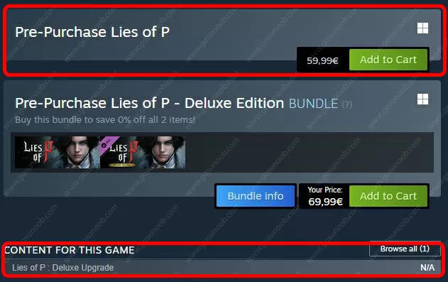 First buy the Standard Edition and then add the Lies of P Deluxe Upgrade