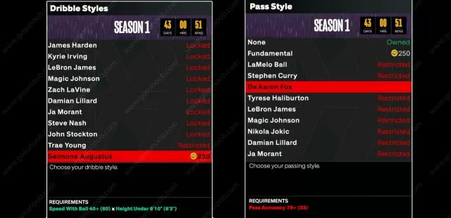 Pass Style & Dribble Style Animation Requirements in NBA 2K24