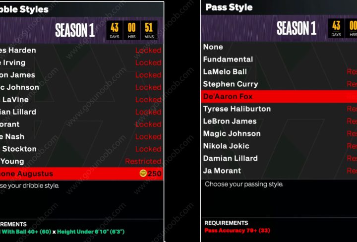 Pass Style & Dribble Style Animation Requirements in NBA 2K24