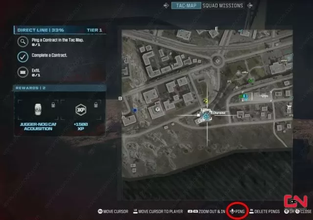 ping a contract on the tac map direct line zombies mw3