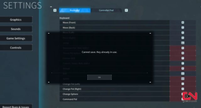 Palworld Key Already in Use, Cannot Save Keybinds Fix