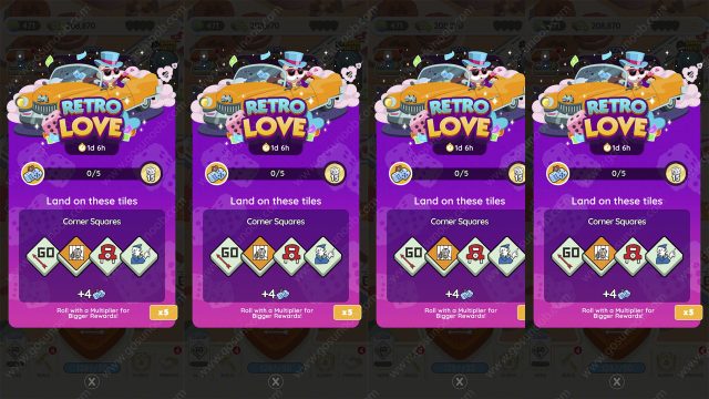 Retro Love Rewards Monopoly Go
