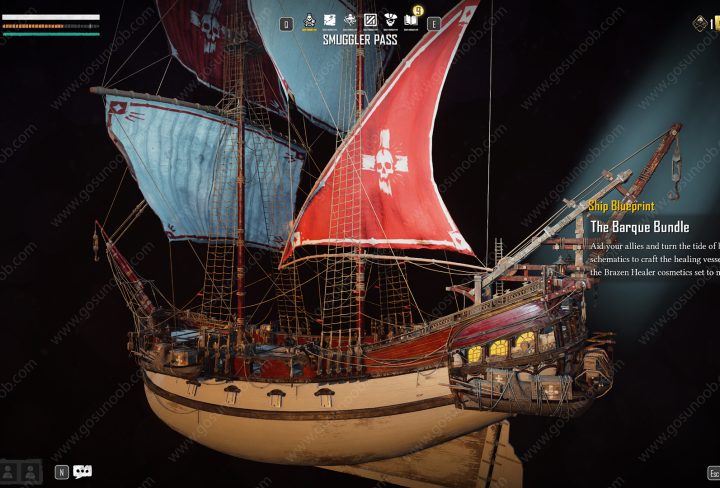 Skull and Bones Barque Ship