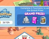 monopoly go extra coin tokens after fountain partners event ends