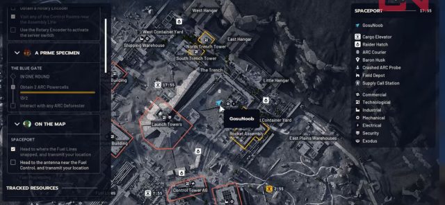 arc aiders head to the antenna near the Fuel Control map