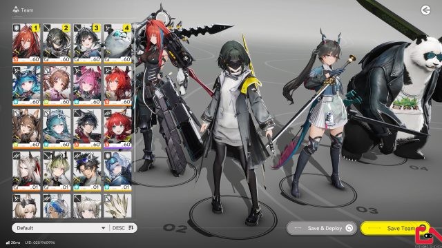 arknights endfield team setup and character selection screen