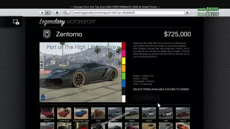 gtav vehicle Pegassi Zentorno middle size